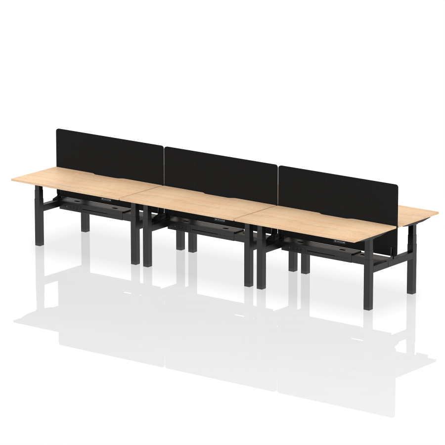 Rayleigh Back-to-Back 6 Person Scalloped Height Adjustable Bench Desk